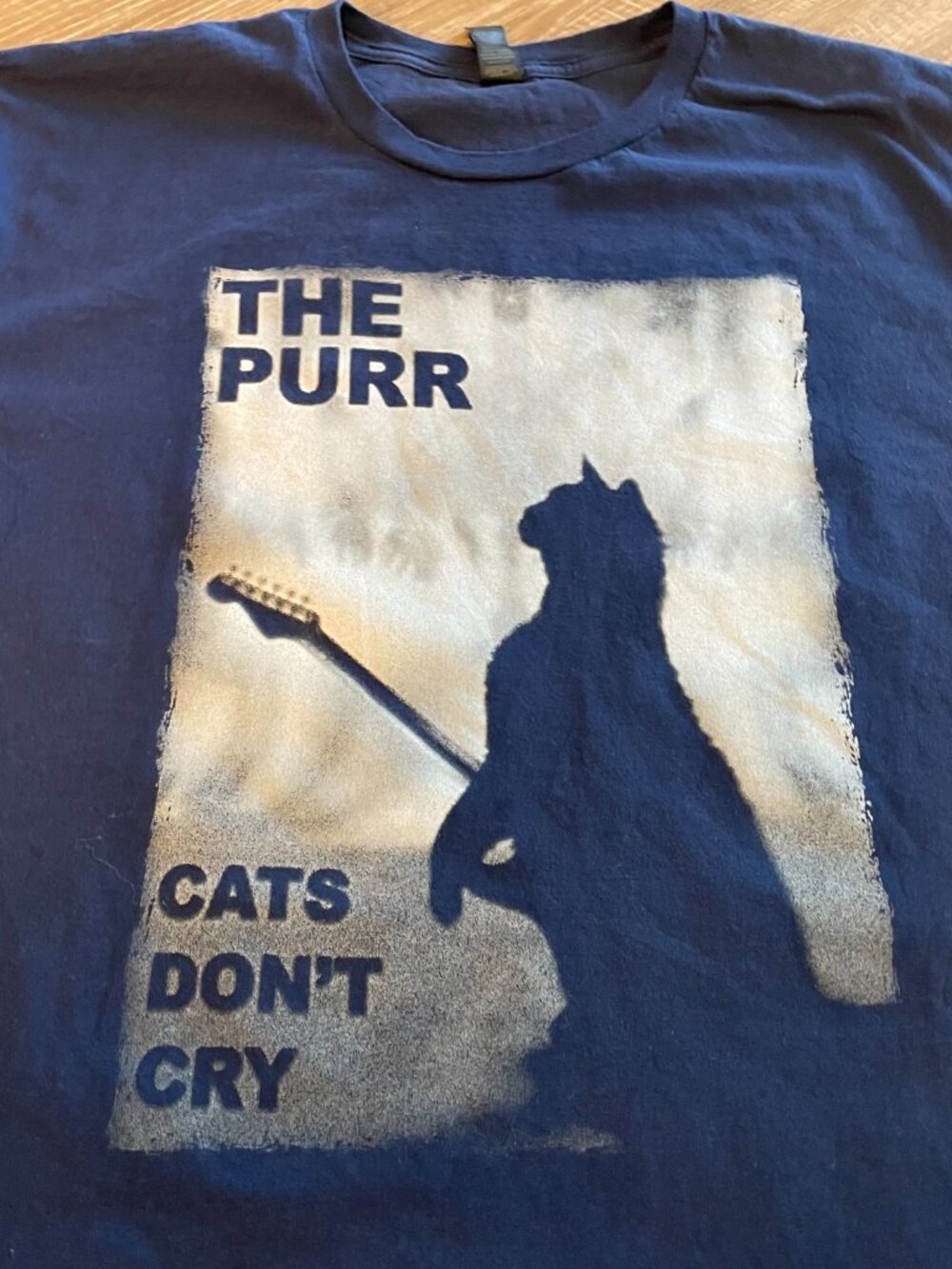 The Purr Cats Don't Cry Men's T-Shirt Size 2XL Blue Gothicat Graphic Vintage Tee - Picture 2 of 7